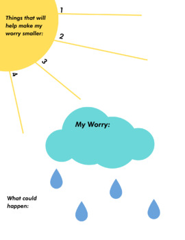 Preview of My Worry Cloud Worksheet