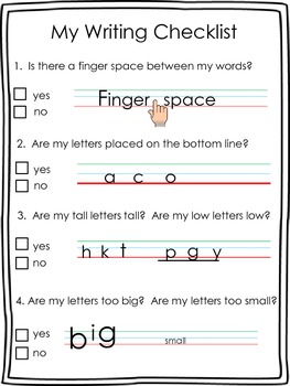 writing checklist by creations by colleen teachers pay teachers