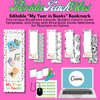 Preview of My Year in Books Bookmark Craftivity | Editable on Canva