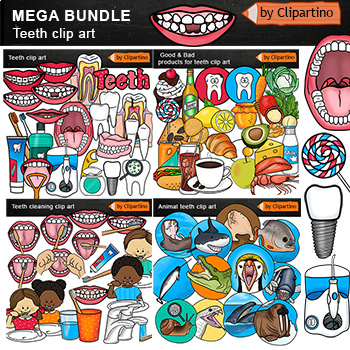 Preview of My body -Teeth Clip Art BUNDLE (Science Clipart commercial use )