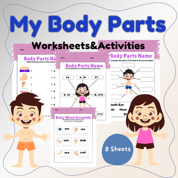 Preview of My body parts /Parts of My Body Worksheets & Activities for Kindergarten