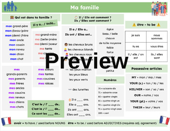 Preview of My family - Chat Mat (French)