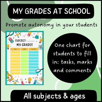 Preview of My grades at school: SEL chart to promote autonomy