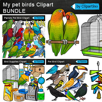 Preview of My pet Birds Clip Art Bundle / Birds Clip Art Bundle / Pets shop / Parrots