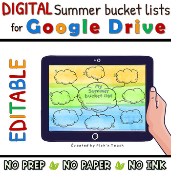 Preview of Summer BUCKET LIST Google Slides™ End of the year WRITING activity