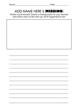 Preview of My teacher is missing! Substitute Printable - Writing