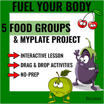 Preview of MyPlate & Food Groups Nutrition Healthy Eating, Drag & Drop Sort, NO-PREP!