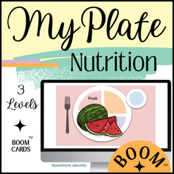 Preview of MyPlate Nutrition | SPED Life Skills| BOOM CARDS Activity 