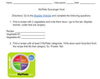 Preview of MyPlate Scavenger Hunt