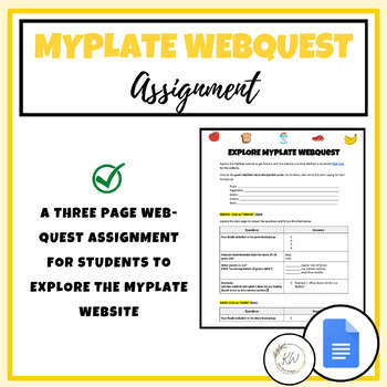 Preview of MyPlate Web-Quest