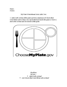 Preview of MyPlate and Nutritional Facts Label Test
