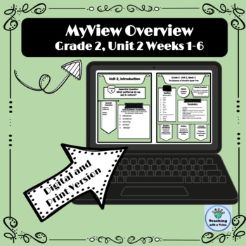 Preview of MyView 2nd Grade Unit 2 Wks 1-6 Overview Spelling Lists Parent Letter ELA Goals