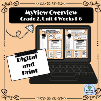Preview of MyView 2nd Grade Unit 4 Weeks 1-6 Overview Spelling List Parent Letter ELA Goals