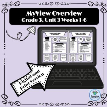 Preview of MyView 3rd Grade Unit 3 Weeks 1-6 Weekly Overview Spelling List Parent Letter