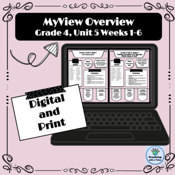 Preview of MyView 4th Grade Unit 5 Weeks 1-6 Weekly Overview Spelling List Parent Letter 