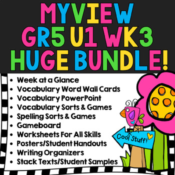 Preview of MyView 5th Grade Unit 1 Week 3 "from Pedro's Journal" Huge Bundle! 150+Pages