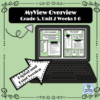 Preview of MyView 5th Grade Unit 2 Weeks 1-6 Weekly Overview Spelling List Parent Letter 