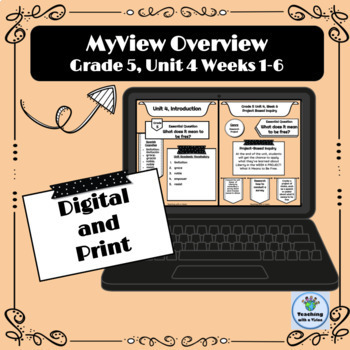 Preview of MyView 5th Grade Unit 4 Weeks 1-6 Weekly Overview Spelling Lists Parent Letter 