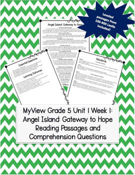 Preview of MyView Grade 5 Unit 1 Week 1: Reading Resource: Angel Island