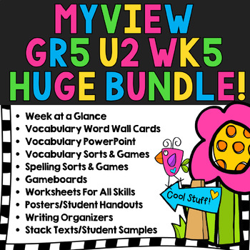 Preview of MyView 5th Grade Unit 2 Week 5 "Let Wild Animals Be Wild" Worksheet Bundle! 100+