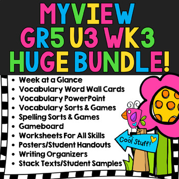 Preview of MyView 5th Grade, Unit 3, Week 3 "The Carp" Worksheet Bundle! 100+ pages