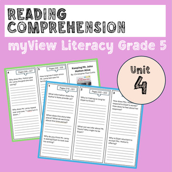 Preview of myView Literacy 5th Grade Unit 4 Tri-folds | Reading Comprehension