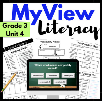 Preview of MyView Literacy 3rd Grade Unit 4 Spelling & Vocabulary Bundle Special Education