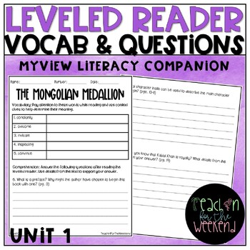 Preview of MyView Literacy Grade 4 - Unit 1 Leveled Reader Questions and Vocabulary