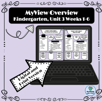 Preview of myView Literacy Kindergarten Unit 3 Weeks 1-6 Overview, Outline Digital & Print