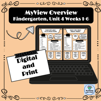 Preview of MyView Literacy Kindergarten Unit 4 Weeks 1-6 Overview, Outline Digital & Print