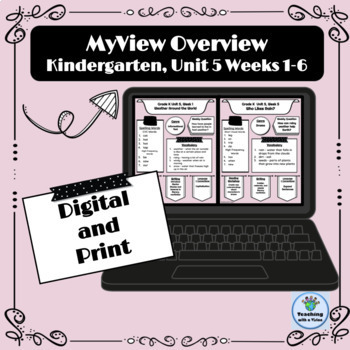 Preview of MyView Literacy Kindergarten Unit 5 Weeks 1-6 Overview, Outline Digital & Print