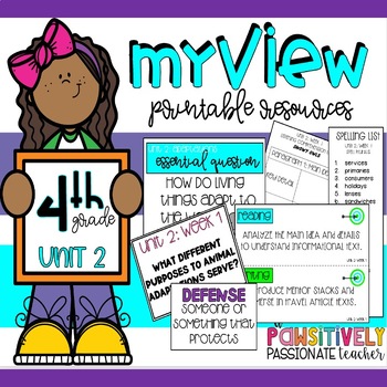 Preview of MyView Savaas 4th Grade Unit 2 Posters, Vocabulary, Spelling Lists & Printables