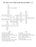 MyView Unit 3 Weeks 1-2 Crossword