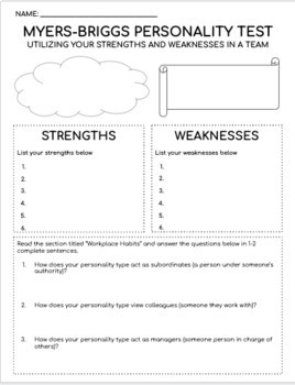 Myers Briggs Personality Test Worksheet By Clicking Through The Classroom