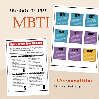 Preview of Myers–Briggs Personality Type Test Indicator Activity Sheet (MBTI)