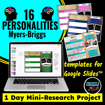 Preview of Myers Briggs Personality Type Test Project 1 Day Mini Research Slides™ Activity