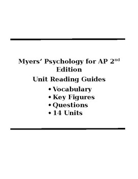 Preview of Myers' Psychology for AP 2nd Edition Unit Reading Guides