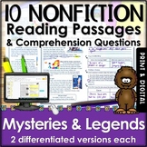 Preview of Mysteries and Legends Nonfiction Reading Comprehension Passages and Questions