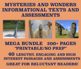 Mysteries and Wonders Reading Comprehension Passages BUNDLE!