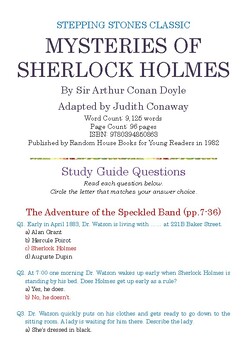 Preview of Mysteries of Sherlock Holmes (Stepping Stones) by Arthur Conan Doyle; Quiz w/Ans