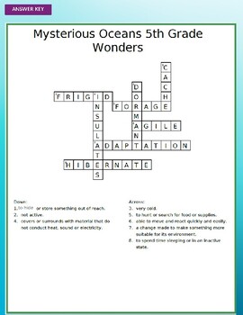 Mysterious Oceans Vocabulary Crossword Wonders 5th Grade by Tamara Vallejo
