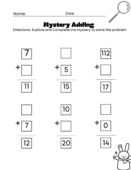 Preview of Mystery Adding Math Worksheet