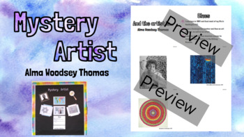 Preview of Mystery Artist - Alma Thomas - Ready to Print,Cut and Display - BulletinBoard