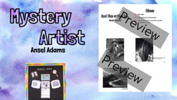 Preview of Mystery Artist - Ansel Adams - Ready to Print,Cut and Display - BulletinBoard