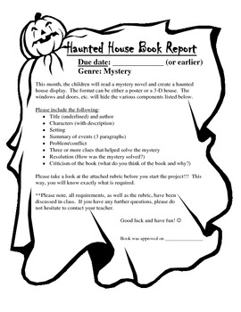 mystery book report project
