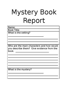 Preview of Mystery Book Report Template