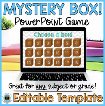 Preview of Mystery Box! Editable Game Show Template | End of Year Review | Digital Online