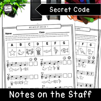 Preview of Mystery Code Notes on the Treble Clef Music