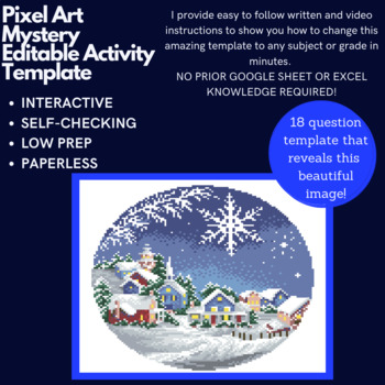 Preview of Mystery Digital EDITABLE LOW PREP -  Snow Scene PIXEL ART Reveal Template
