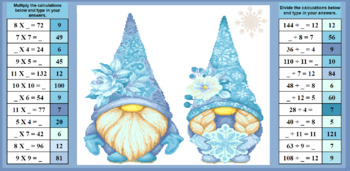 Preview of Mystery Digital Pixel Art NO PREP - Winter Gnomes Missing Factors Pixel Art